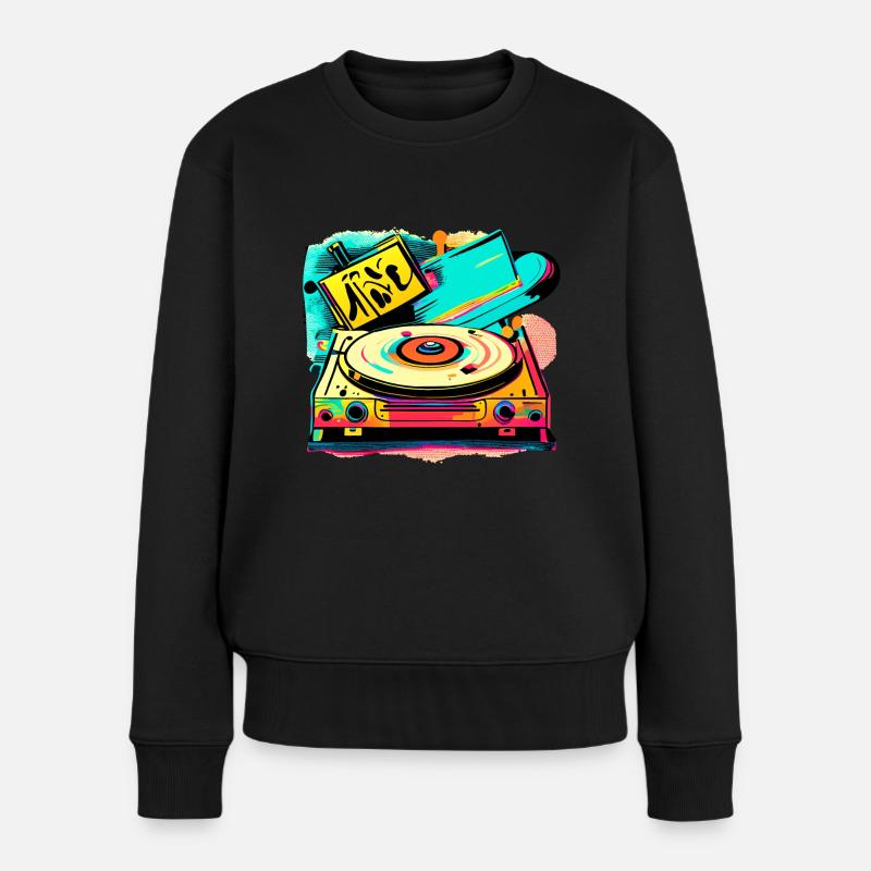 Ambiance rétro en vinyle - Pull Premium bio Femme - noir