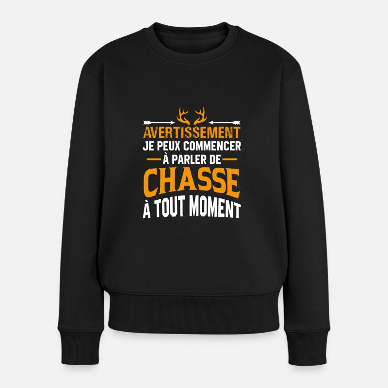 Parler de chasse à tout moment cadeau chasseur - Pull Premium bio Femme - noir