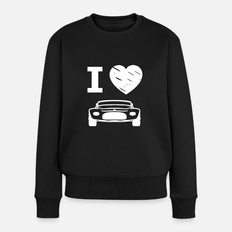 Ich liebe schnelle Autos - Frauen Premium Bio Pullover - Schwarz