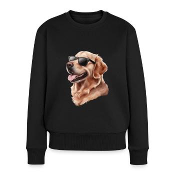 Cooler Golden Retriever Mit Sonnenbrille - Frauen Premium Bio Pullover - Schwarz - Vorne - Julia (174cm)