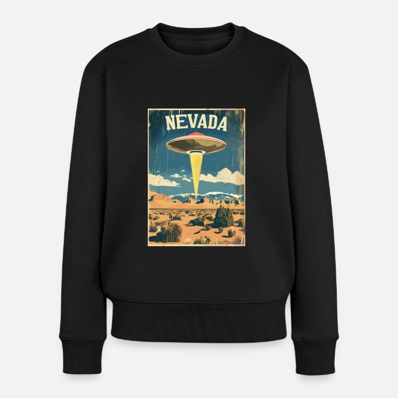 Nevada UFO Landschaft Abenteuer Retro-Inspiration - Frauen Premium Bio Pullover - Schwarz