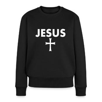 Jesus kreuz - Frauen Premium Bio Pullover - Schwarz - Vorne - Julia (174cm)
