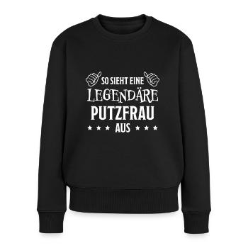 Putzfrau Haushalt Spruch Reinigungskraft Geschenk - Frauen Premium Bio Pullover - Schwarz - Vorne - Julia (174cm)