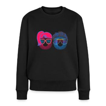 he and she, graphic art, couple - Frauen Premium Bio Pullover - Schwarz - Vorne - Julia (174cm)