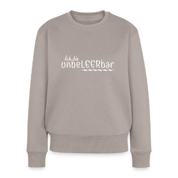 Wortklauberei - Ich bin unbeLEERbar 2 - Frauen Premium Bio Pullover - Taupe - Vorne - Julia (174cm)