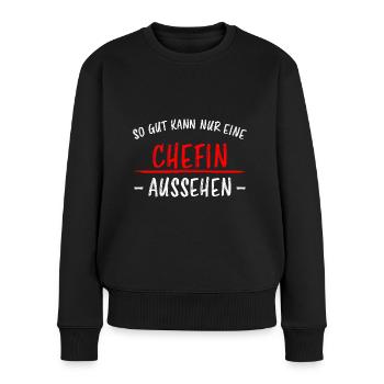 Chefin Mama Lustiger Spruch Familie Beruf Geschenk - Frauen Premium Bio Pullover - Schwarz - Vorne - Julia (174cm)