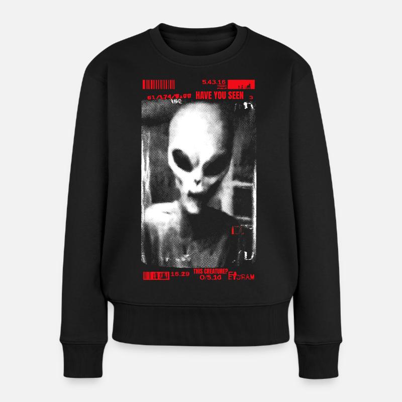 Have you seen this creature? - Frauen Premium Bio Pullover - Schwarz