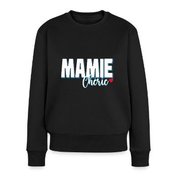 Mamie Chérie Citation Tendresse Grand-mère - Pull Premium bio Femme - noir - Devant - Julia (174cm)