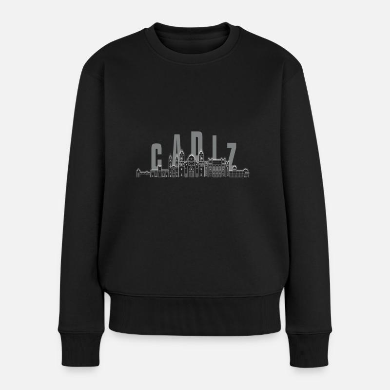 Cádiz Skyline - Frauen Premium Bio Pullover - Schwarz