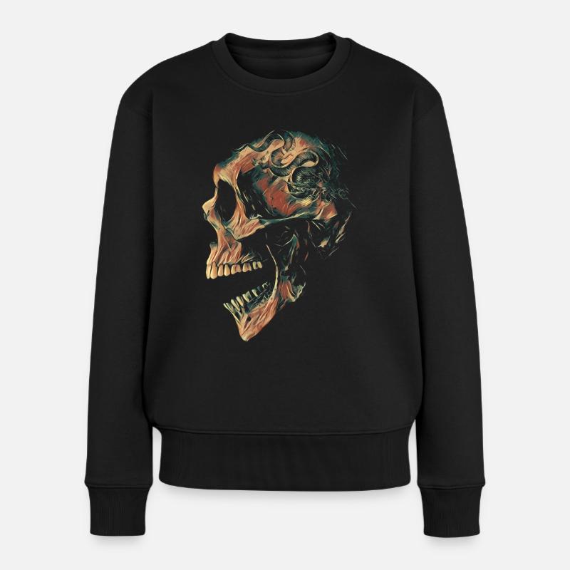 Camo Skull - Frauen Premium Bio Pullover - Schwarz