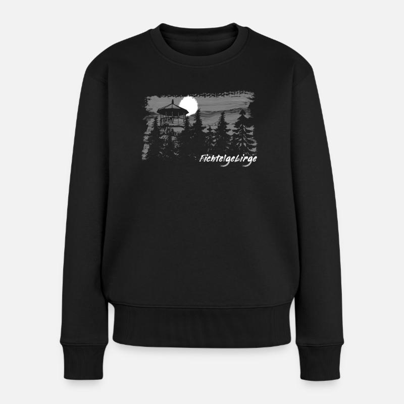 Fichtelgebirge Pinselstrich Waldstein - Frauen Premium Bio Pullover - Schwarz