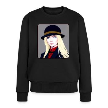 Blondes Girl im coolen Steampunk Style - Frauen Premium Bio Pullover - Schwarz - Vorne - Julia (174cm)