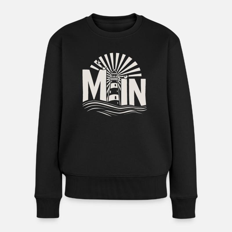 Moin - Norddeutschland Leuchtturm Design - Frauen Premium Bio Pullover - Schwarz