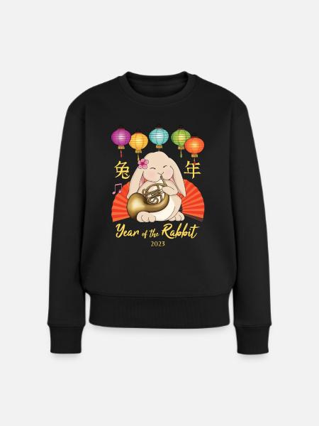 Waldhornhase zum chinesischen Neujahr 2023 - Frauen Premium Bio Pullover - Schwarz