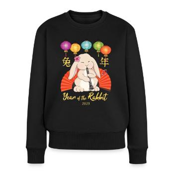 Clarinette Lapin du Nouvel An chinois 2023 - Pull Premium bio Femme - noir - Devant - Julia (174cm)