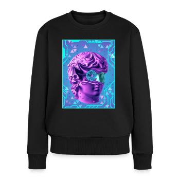 Futuristic Shirt Digital Art Gift for Friend 80s - Women's Premium Organic Jumper - black - Front - Julia (174cm)