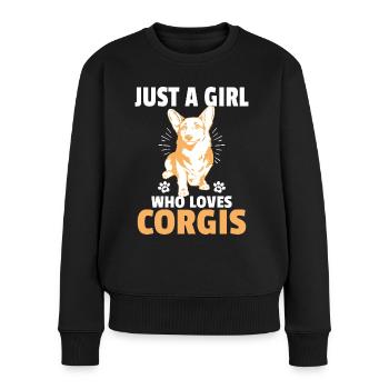 Nur ein Mädchen das Corgis liebt - Frauen Premium Bio Pullover - Schwarz - Vorne - Julia (174cm)