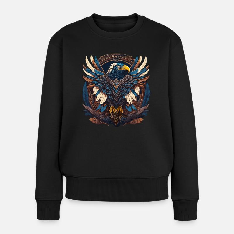 Native American Adler Indianer Falke Tier - Frauen Premium Bio Pullover - Schwarz