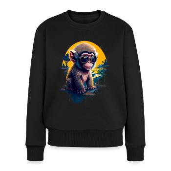 Cooler Affe - Frauen Premium Bio Pullover - Schwarz - Vorne - Julia (174cm)