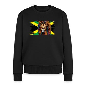 Jamaika Löwe Rastafari Reggae Music - Frauen Premium Bio Pullover - Schwarz - Vorne - Julia (174cm)