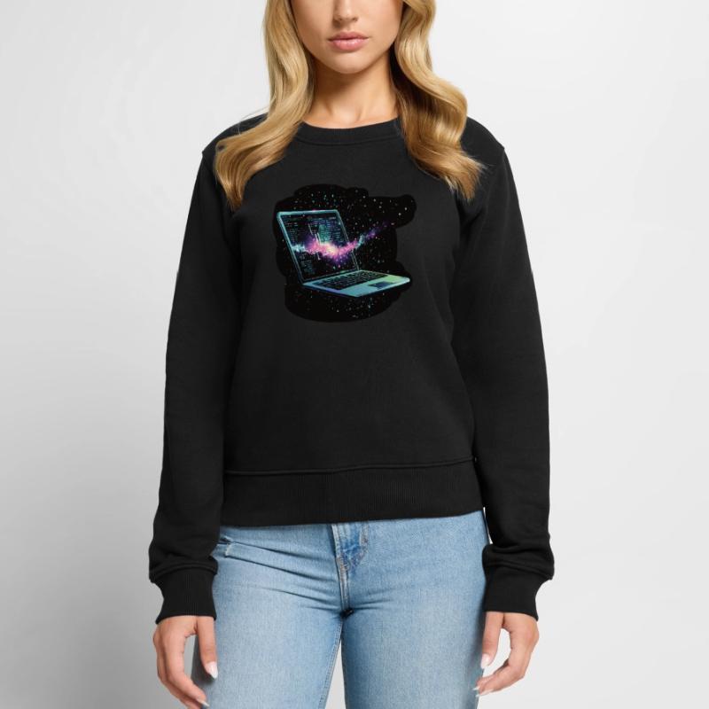 Ordinateur portable dans l’espace - Informatique - Nerd Pull Premium bio Femme