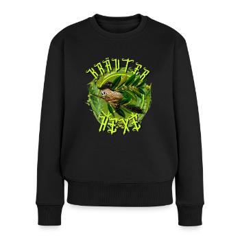 Kräuterhexe ErdnussHexe mit Besenstiel MRS-ERDNUSS - Frauen Premium Bio Pullover - Schwarz - Vorne - Julia (174cm)