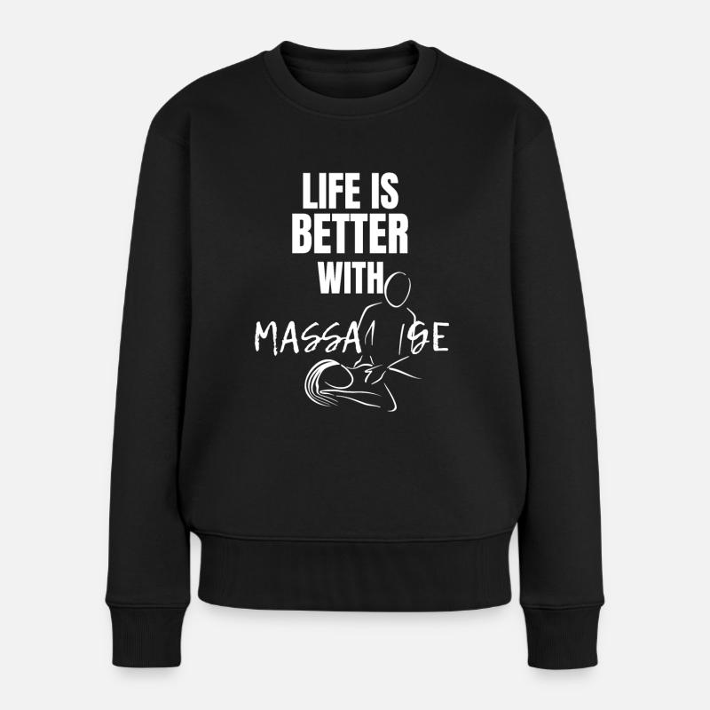 Massage - Frauen Premium Bio Pullover - Schwarz