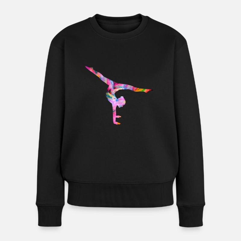Turnen Handstand bunt - Frauen Premium Bio Pullover - Schwarz