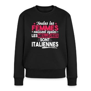 Italienne Italie Femme Pays Cadeau Humour Noël - Pull Premium bio Femme - noir - Devant - Julia (174cm)