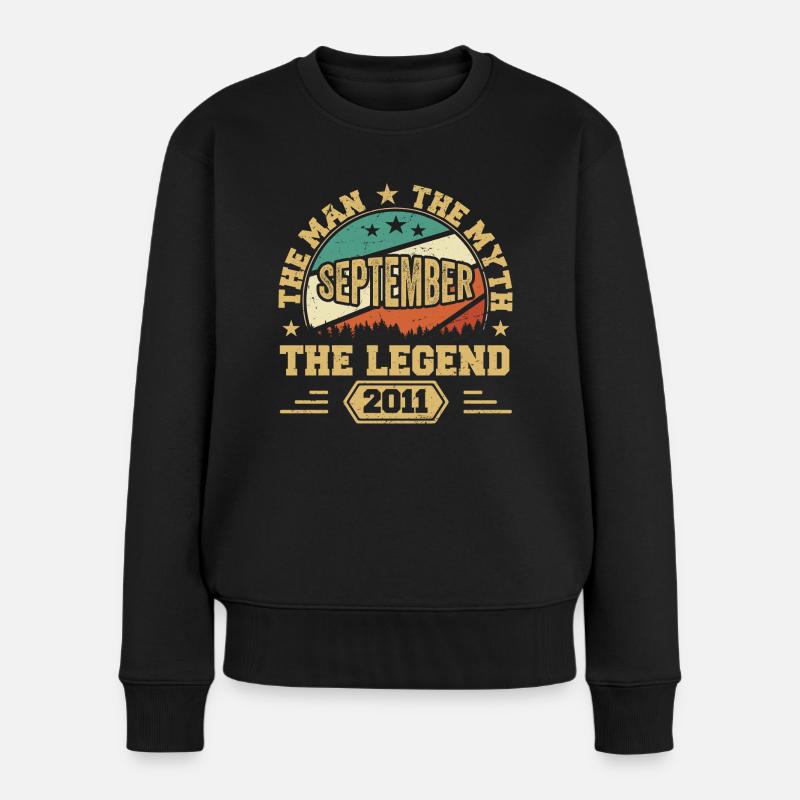 Legendär seit September 2011 Retro 2011 September - Frauen Premium Bio Pullover - Schwarz