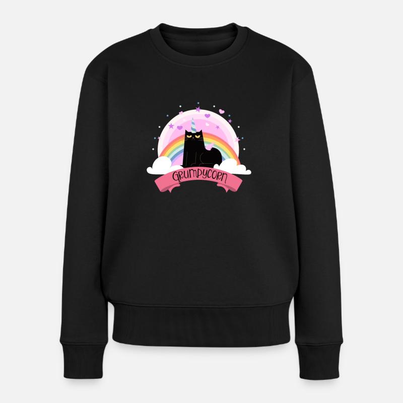 Grumpycorn Grumpy Licorne Chat - Pull Premium bio Femme - noir