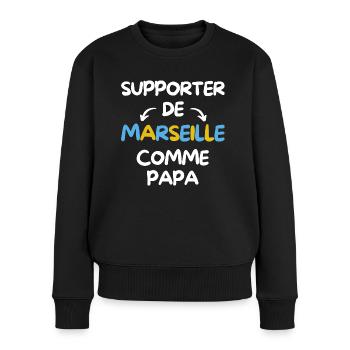 Supporter de Marseille comme papa - Pull Premium bio Femme - noir - Devant - Julia (174cm)
