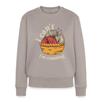 I Can't I'm Counting Knitting - Women's Premium Organic Jumper - taupe - Front - Julia (174cm)