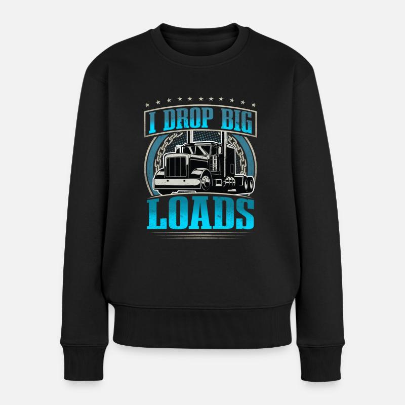 LKW Fahrer - Frauen Premium Bio Pullover - Schwarz