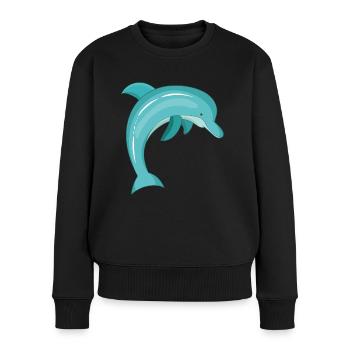 Delphin - Frauen Premium Bio Pullover - Schwarz - Vorne - Julia (174cm)