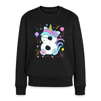 8th birthday unicorn number children's birthday - Women's Premium Organic Jumper - black - Front - Julia (174cm)
