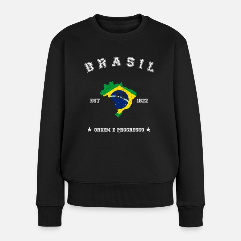 Brasil vintage flag-map - Frauen Premium Bio Pullover - Schwarz