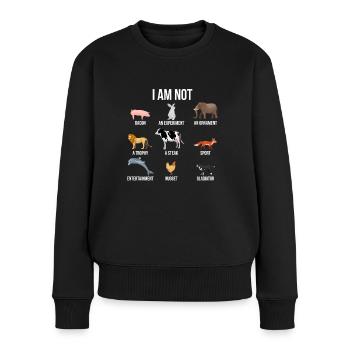 Vegan Tierrettung Veggie Tierrechte Tierliebe - Frauen Premium Bio Pullover - Schwarz - Vorne - Julia (174cm)