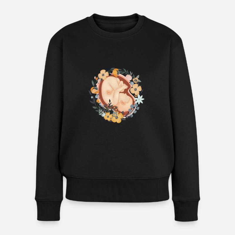 Blumenkind Schwangere Mutter Hebamme - Frauen Premium Bio Pullover - Schwarz