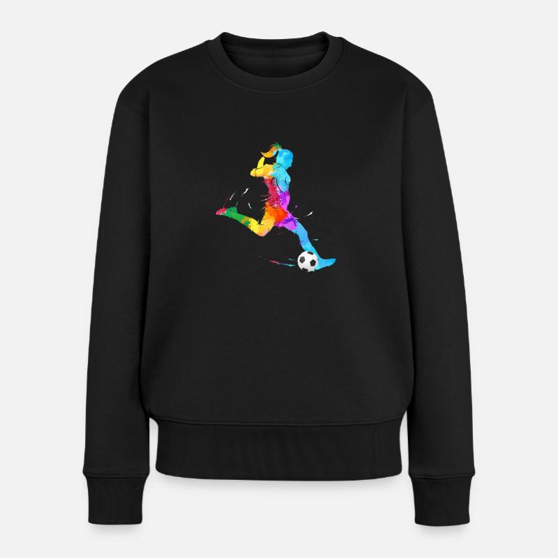 Fussball Mädchen Spieler Bunte Tochter Nichte - Frauen Premium Bio Pullover - Schwarz