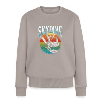 Fallschirmspringen Fallschirmspringer Flugzeug - Frauen Premium Bio Pullover - Taupe - Vorne - Julia (174cm)