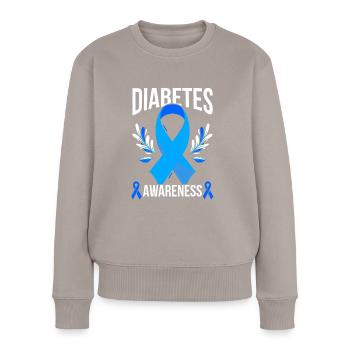 Diabète Famille T1D Diabetic Support - Pull Premium bio Femme - taupe - Devant - Julia (174cm)