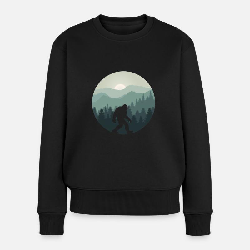 Bigfoot Berg Wald Sasquatch Fan - Frauen Premium Bio Pullover - Schwarz