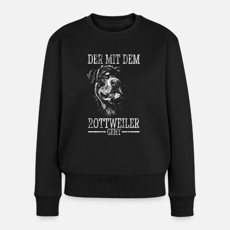Rottweiler Rottie Papa Vater Mann Gassi Dad - Frauen Premium Bio Pullover - Schwarz