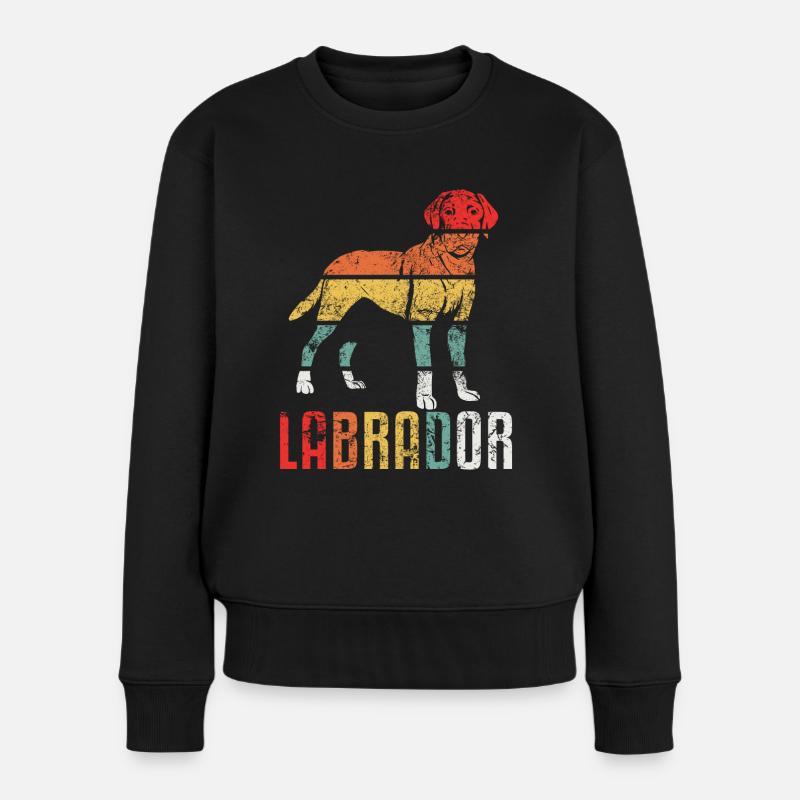 Labrador Labbi Vintage Retro - Frauen Premium Bio Pullover - Schwarz