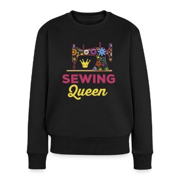 Sewing Queen Nähen Königin Geschenk - Frauen Premium Bio Pullover - Schwarz - Vorne - Julia (174cm)