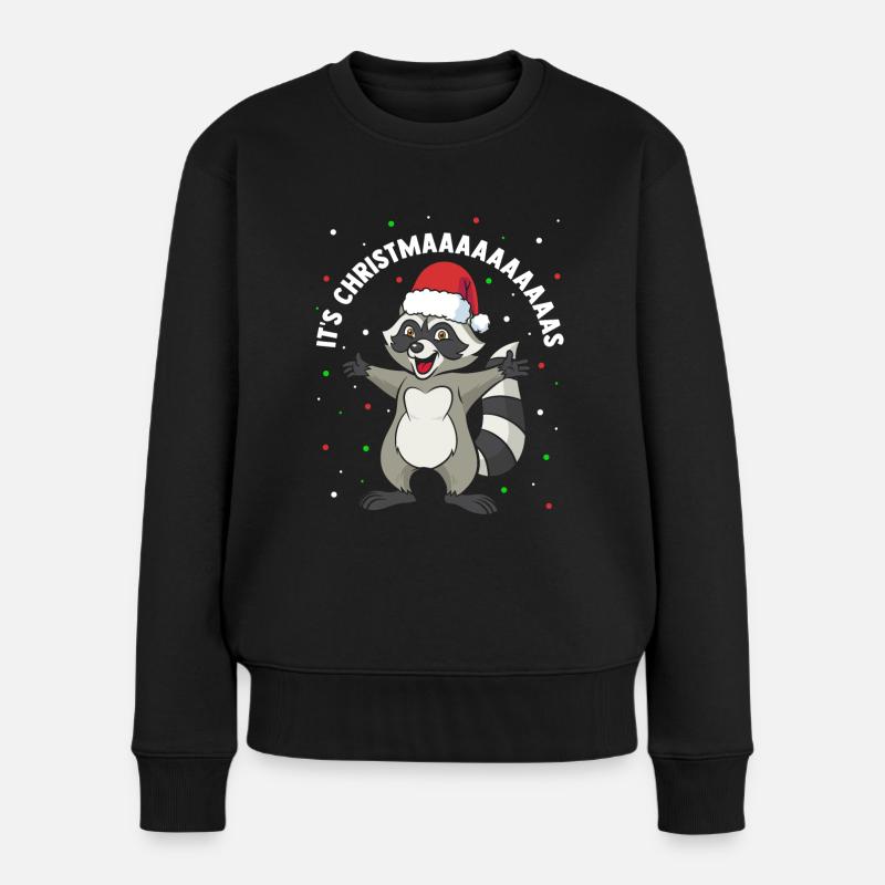 Waschbär Waschbären tier Weihnachten X-Mas - Frauen Premium Bio Pullover - Schwarz