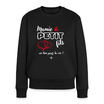Cadeau grand mère et petit fils - Super mamie mamy - Pull Premium bio Femme - noir - Devant - Julia (174cm)