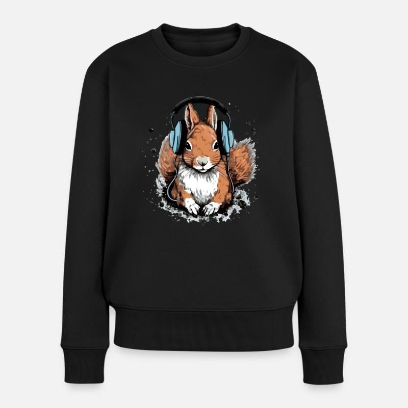 Jiko das audiophile Eichhörnchen - Frauen Premium Bio Pullover - Schwarz