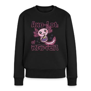 Axolotl mangeant des ramen - Pull Premium bio Femme - noir - Devant - Julia (174cm)